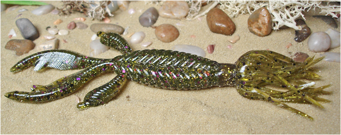 Gritter Critter 3.5" Custom Ribbed Skirted hand-poured creature 
   bait with live action pinchers
