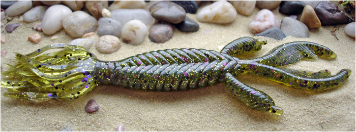 Gritter Critter 4.2" Custom Ribbed Skirted hand-poured creature 
   bait with live action pinchers