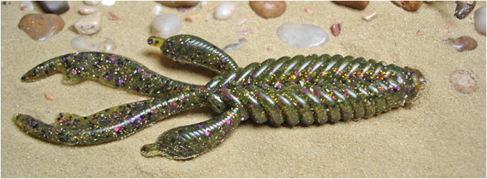 GenX Bug 3.5" custom hand-poured soft plastic ribbed creature bait 
   with live action pinchers