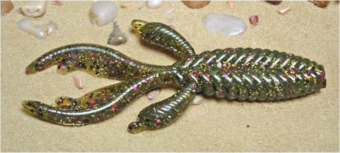 GenX Bug 4.2" custom hand-poured soft plastic ribbed creature bait 
   with live action pinchers