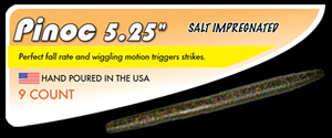 5.25" Pinoc salt impregnated hand poured soft plastic stick worm bass fishing lure